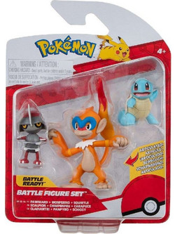Jazwares Pokemon Battle Figure Set Pawniard Squirtle & Monferno PKW3058