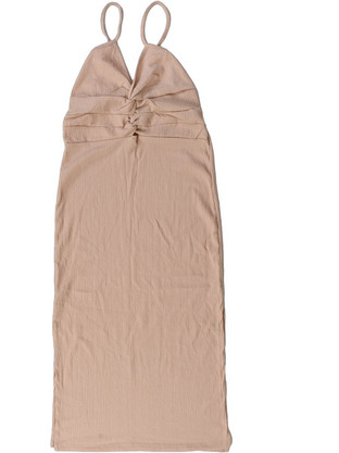 Roket Fashion Midi Καλοκαιρινό Καθημερινό Φόρεμα Μπεζ RO-32