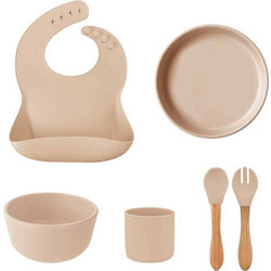 Minikoioi BLW III Βρεφικό Σετ Φαγητού Σιλικόνης & Bamboo Bubble Beige 6τμχ