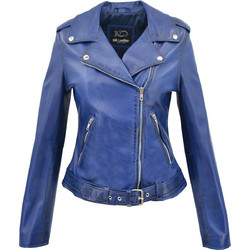Leather 100 Γυναικείο Μπουφάν Δερμάτινο Κοντό Royal Blue 28-W-4326