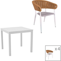 Pakoworld Kliton - Raven Σετ Τραπεζαρία Κήπου Αλουμίνιο 5τμχ Λευκό 200-000797