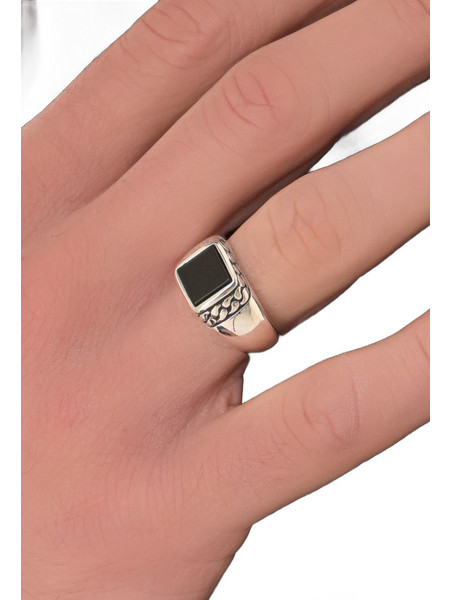 Sezgin Jewels Ανδρικό Δαχτυλίδι Σεβαλιέ από Ασήμι MSR201