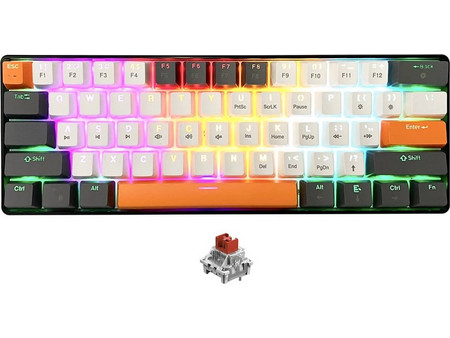 Media-Tech MT1258 Μηχανικό Gaming Πληκτρολόγιο 60% με Custom Red Διακόπτες RGB Black White