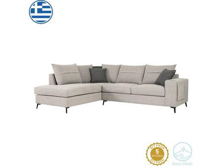 Pakoworld Γωνιακός Καναπές Δεξιά Γωνία Μπεζ 275x215x93cm 168-000075