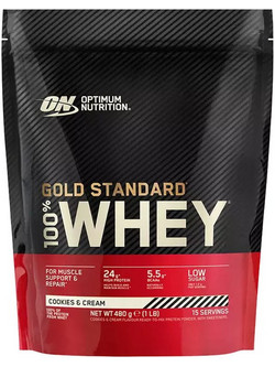 Optimum Nutrition Gold Standard 100% Whey Cookies & Cream Πρωτεΐνη Ορού Γάλακτος Γράμμωσης 450gr