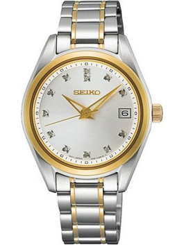 Seiko Γυναικείο Ρολόι με Ασημί Χρυσό Μεταλλικό Μπρασελέ SUR582P1