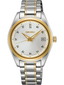 Seiko Γυναικείο Ρολόι με Ασημί Χρυσό Μεταλλικό Μπρασελέ SUR582P1