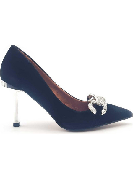 MariaMare Γόβες Suede με Τακούνι Στιλέτο με Στρας Navy Μπλε 63315