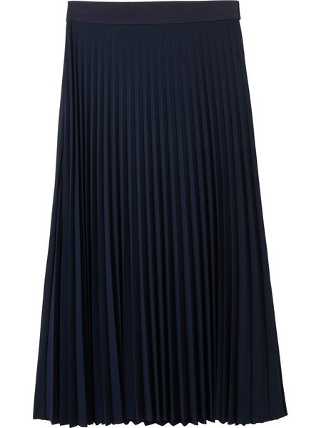 Tom Tailor Μίντι Φούστα Σατέν Ψηλόμεση Πλισέ Navy Μπλε 1043057-10668