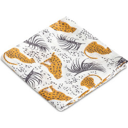 Sensillo Leopard Πάνα Αγκαλιάς από Μουσελίνα Λευκή 80x70cm