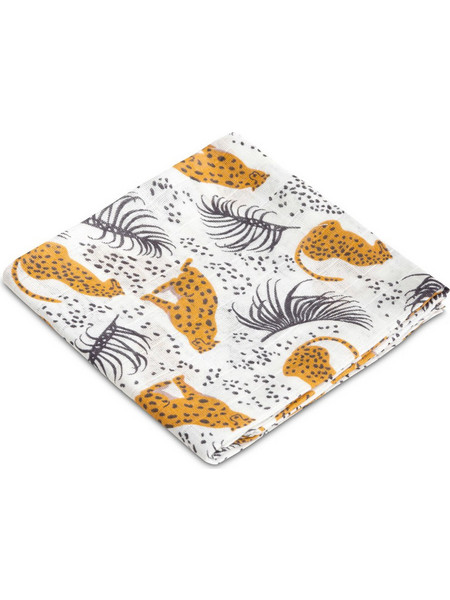 Sensillo Leopard Πάνα Αγκαλιάς από Μουσελίνα Λευκή 80x70cm