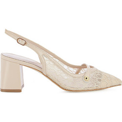 Fratelli Petridi Γόβες Slingback Δερμάτινες με Χοντρό Ψηλό Τακούνι Εκρού 517-70