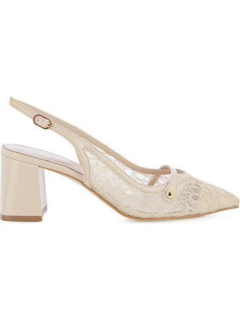 Fratelli Petridi Γόβες Slingback Δερμάτινες με Χοντρό Ψηλό Τακούνι Εκρού 517-70