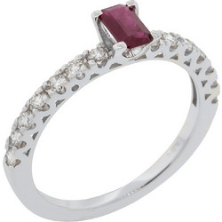 Million Diamonds Γυναικείο Δαχτυλίδι από Λευκόχρυσο 18K με Διαμάντι & Ρουμπίνι RL20699