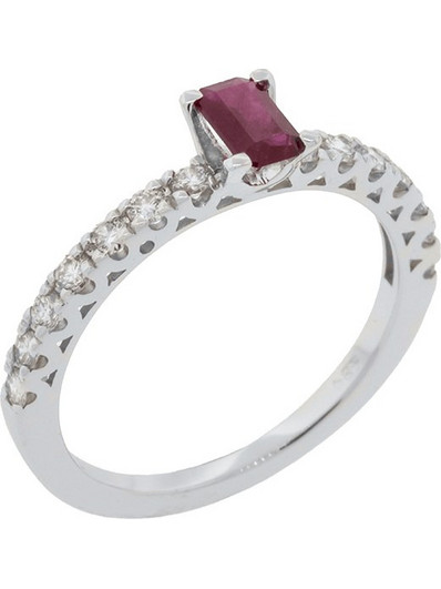 Million Diamonds Γυναικείο Δαχτυλίδι από Λευκόχρυσο 18K με Διαμάντι & Ρουμπίνι RL20699