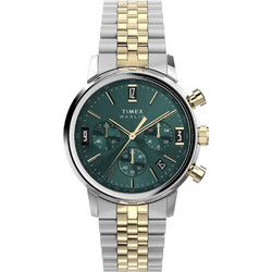Timex Marlin Ανδρικό Ρολόι Χρονογράφος Αυτόματο με Ασημί Χρυσό Μεταλλικό Μπρασελέ TW2W60000
