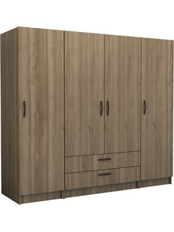 Megapap Τετράφυλλη Ντουλάπα Ρούχων Victoria Καρυδί 200x60x181cm GP100-0103,3