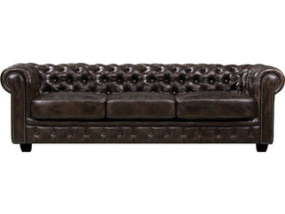 Woodwell Chesterfield 689 Τετραθέσιος Καναπές Δερμάτινος Καφέ 241x92x74cm Ε9574,4