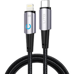 Lito LD10 Braided USB-C to Lightning Cable 30W 1.2m Black 5949419245334