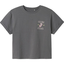 Name It Rolling Stones Παιδικό Crop Top Κοντομάνικο Ανθρακί 13238512