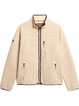 Superdry D2 Ovin Ανδρική Ζακέτα Fleece με Φερμουάρ Μπεζ M2014140A-1LG