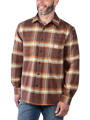 Carhartt Ανδρικό Πουκάμισο Βαμβακερό Καρό Μακρυμάνικο Κανονική Γραμμή Καφέ 105945-B57