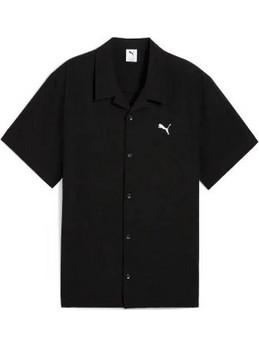 Puma Ανδρικό Πουκάμισο Βαμβακερό Κοντομάνικο Κανονική Γραμμή Μαύρο 629663-01