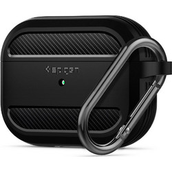 Spigen Rugged Armor Θήκη Σιλικόνης με Γάντζο για Apple AirPods Pro 1 Μαύρη