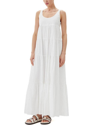 Michael Kors Maxi Καλοκαιρινό Καθημερινό Φόρεμα Λευκό MS582WLF4C-100