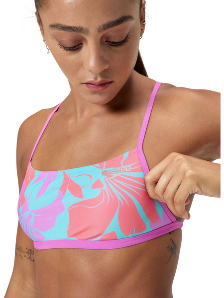 Speedo Αθλητικό Bikini Top Μπουστάκι Floral Τιρκουάζ Ροζ 8-1172718093