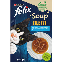 Purina Felix Soups Filetti with Cod, Tuna & Sole Fish in Broth 6x48gr