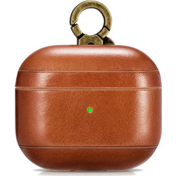iCarer Vintage Θήκη Δερμάτινη με Γάντζο για Apple AirPods 3 Καφέ