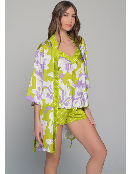 Milena By Paris Γυναικεία Ρόμπα Καλοκαιρινή Σατέν Lime 65395