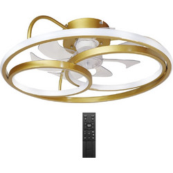 Powertech HLL-0178 Ανεμιστήρας Οροφής 50cm 50W με Φως & Τηλεχειριστήριο Λευκός Χρυσός