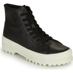Superga 2341 Alpina Nappa Γυναικεία Αρβυλάκια Δερμάτινα Μαύρα με Χοντρό Χαμηλό Τακούνι S41188W-A7T