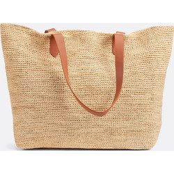 La Redoute Ψάθινη Τσάντα Θαλάσσης Ώμου Μπεζ 35x53cm 350970807