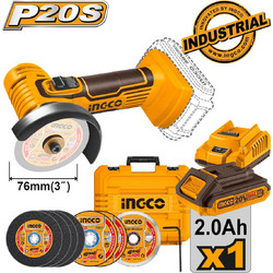 Ingco CAGLI76012E Γωνιακός Τροχός Μπαταρίας 20V 76mm 1x2Ah