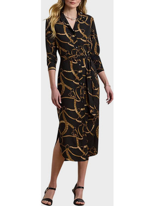 Lauren Ralph Lauren Midi Βραδινό Φόρεμα Σεμιζιέ Μαύρο 200978812001