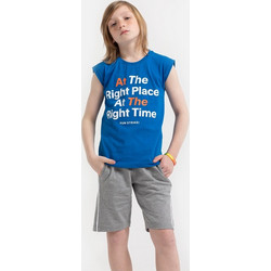 Fun Strike Παιδικό Σετ για Αγόρι Καλοκαιρινό Royal Blue Γκρι 7702