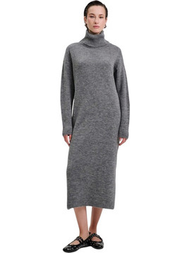 Combos Knitwear Midi Καθημερινό Φόρεμα Πλεκτό Ανθρακί W5THDZ0080