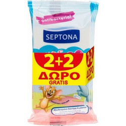 Septona Kids On The Go Tom & Jerry Αντισηπτικά Μαντηλάκια Χεριών 4x12τμχ