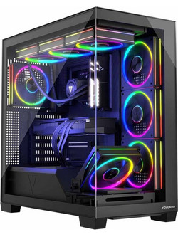 Modecom Volcano Stellar 8F Black Midi Tower Κουτί Υπολογιστή RGB με Πλαϊνό Παράθυρο