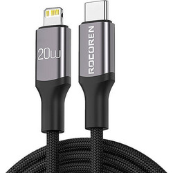 Rocoren Braided USB-C to Lightning Cable 1m Black RCPBCL-RT0G