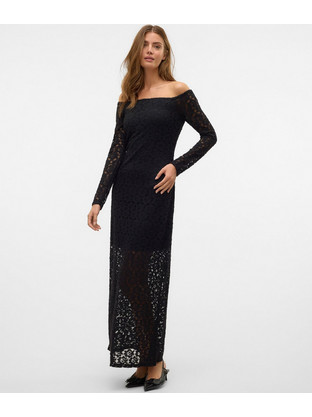 Vero Moda Maxi Φόρεμα για Γάμο / Βάπτιση με Δαντέλα Μαύρο 10330123