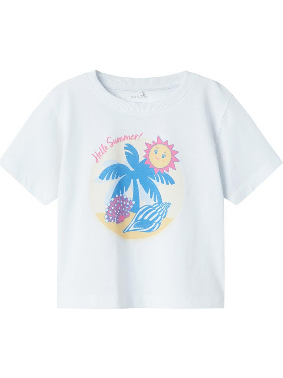 Name It Παιδικό T-Shirt Κοντομάνικο Λευκό Τιρκουάζ 13238076