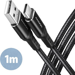 Axagon Braided USB-A to USB-C 1m Black BUCM-AM10AB