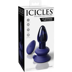 Pipedream Icicles No 85 Vibrating Glass Πρωκτική Σφήνα Ασύρματη με Δόνηση 10.2cm Μπλε