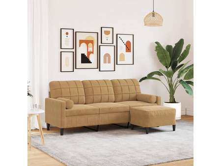 vidaXL Τριθέσιος Καναπές Βελούδινος Καφέ 197x77x80cm 3278274