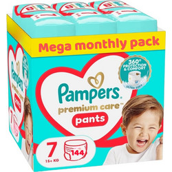Pampers Premium Care Pants Monthly Pack Πάνες Βρακάκι No7 17kg+ 144τμχ
