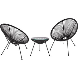 HomeMarkt Acapulco Σετ Σαλόνι Κήπου Rattan 3τμχ Μαύρο HM21101